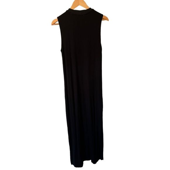 BLDWN Abbot Dress Black Sleeveless Cozy Maxi Dress Crewneck Cotton Slits Size XS - Picture 9 of 11